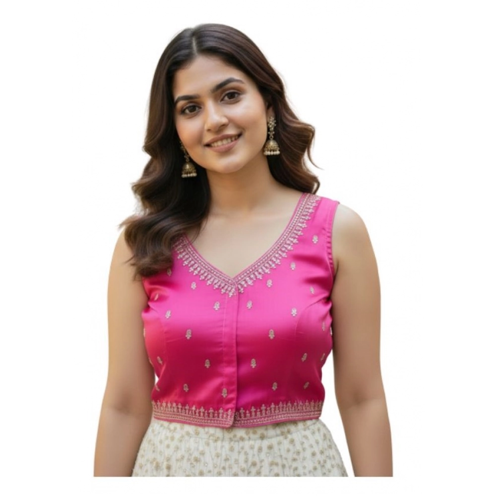 Generic Women's Zimmi Choo Sequin Work V-Neck Padded Blouse (Pink 38 Ready (Self Alterable 36–40) Generic Women's Zimmi Choo Sequin Work V-Neck Padded Blouse (Pink 38 Ready (Self Alterable 36–40)