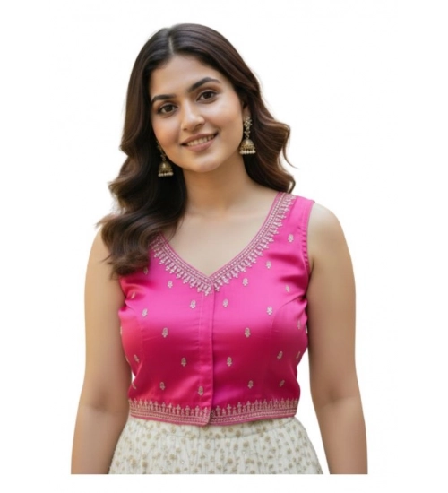 Generic Women's Zimmi Choo Sequin Work V-Neck Padded Blouse (Pink 38 Ready (Self Alterable 36–40)