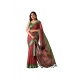 Generic Women's Faux_Linen Printed Saree With Unstitched Blouse 5.5Mtr (Maroon)