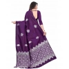 Generic Women's Soft Lichi Silk Printed Saree With Unstitched Blouse 5.5Mtr (Purple)