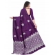 Generic Women's Soft Lichi Silk Printed Saree With Unstitched Blouse 5.5Mtr (Purple)