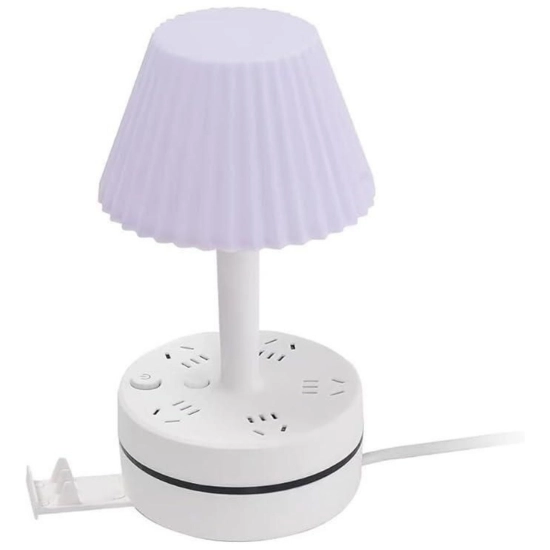 Generic Plastic-LED Ribbed Shade Table Lamp with USB Charging Base (White) Generic Plastic-LED Ribbed Shade Table Lamp with USB Charging Base (White)