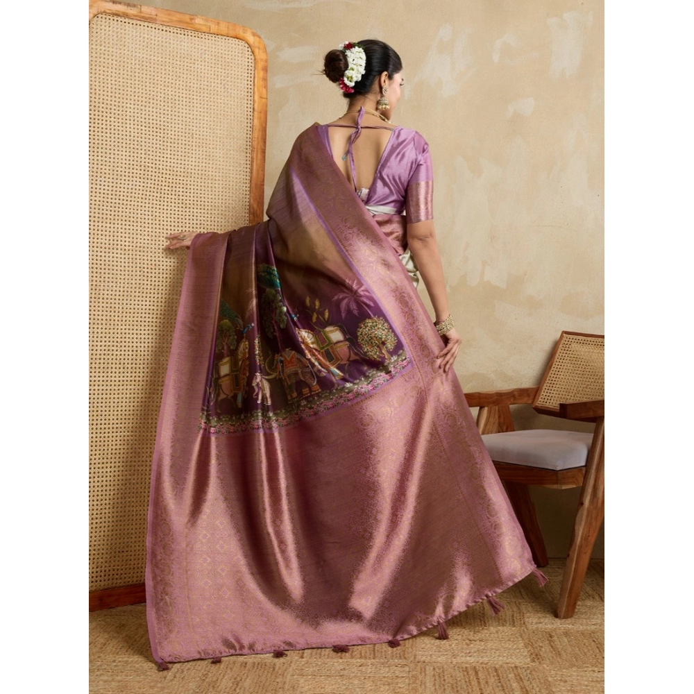 Generic Women's Silk Printed Saree With Unstitched Blouse 5.5Mtr (Wine) Generic Women's Silk Printed Saree With Unstitched Blouse 5.5Mtr (Wine)