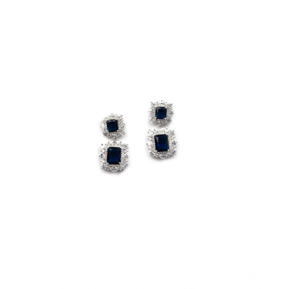 Generic Women's Brass Silver Plated Pendant Set (Blue) Generic Women's Brass Silver Plated Pendant Set (Blue)