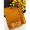Generic Women's Vichitra Silk Printed Saree With Unstitched Blouse 5.5Mtr (Mustard)