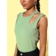 Generic Women's Polyester Lycra Solid Sleeveless Top (Green) Generic Women's Polyester Lycra Solid Sleeveless Top (Green)
