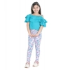 Generic Girl's Cotton Floral Elasticated Jegging and Top Set (Turquoise Blue) Generic Girl's Cotton Floral Elasticated Jegging and Top Set (Turquoise Blue)