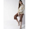 Generic Women's Satin Printed Long Sleeves Shirt (White-Gold)