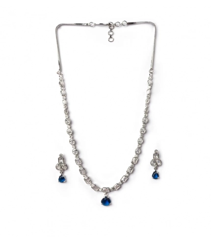 Generic Women's Brass Silver Plated Necklace set (Blue) Generic Women's Brass Silver Plated Necklace set (Blue)