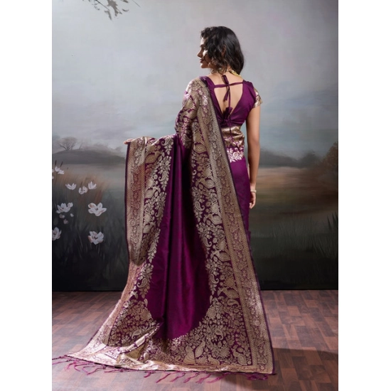 Generic Women's Silk Blend Printed Saree With Unstitched Blouse 5.5Mtr (Wine) Generic Women's Silk Blend Printed Saree With Unstitched Blouse 5.5Mtr (Wine)