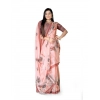 Generic Women's Georgette Floral Printed Saree With Unstitched Blouse 5.5Mtr (Peach)