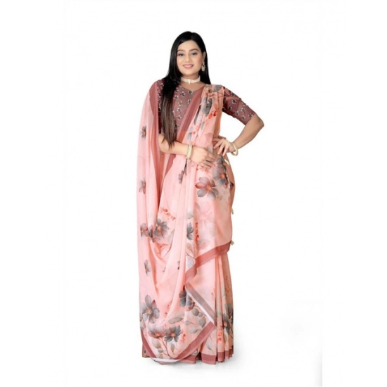 Generic Women's Georgette Floral Printed Saree With Unstitched Blouse 5.5Mtr (Peach) Generic Women's Georgette Floral Printed Saree With Unstitched Blouse 5.5Mtr (Peach)