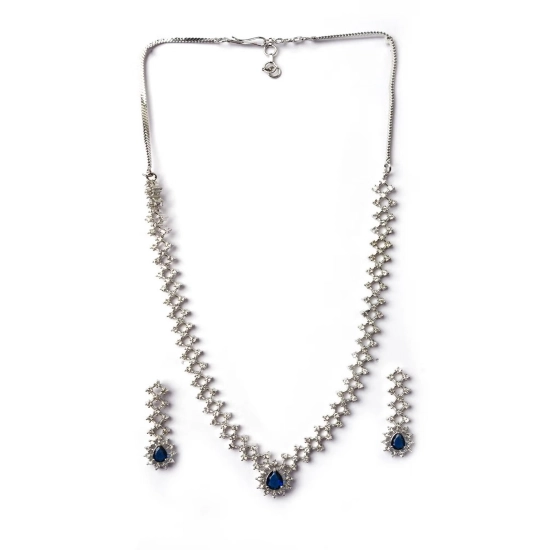 Generic Women's Brass Silver Plated Necklace set (Blue) Generic Women's Brass Silver Plated Necklace set (Blue)
