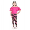 Generic Girl's Cotton Floral Elasticated Jegging and Top Set (Black-Pink) Generic Girl's Cotton Floral Elasticated Jegging and Top Set (Black-Pink)