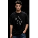 Generic Men's Cotton Blend Printed Oversized Round Neck Half Sleeve T-Shirt (Black)