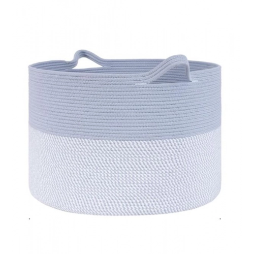 Generic Cotton Pack Of_1 16x14 Inch Storage Basket For Clothes With Out Lid (Blue-White)