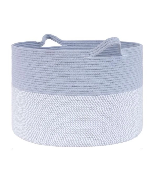Generic Cotton Pack Of_1 16x14 Inch Storage Basket For Clothes With Out Lid (Blue-White) Generic Cotton Pack Of_1 16x14 Inch Storage Basket For Clothes With Out Lid (Blue-White)