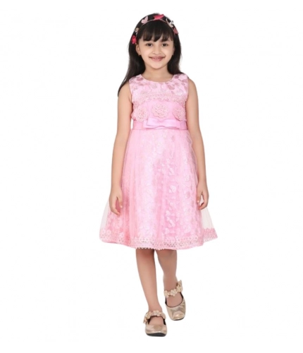 Generic Girl's Net Embroidered Sleeveless Dress (Pink) Generic Girl's Net Embroidered Sleeveless Dress (Pink)