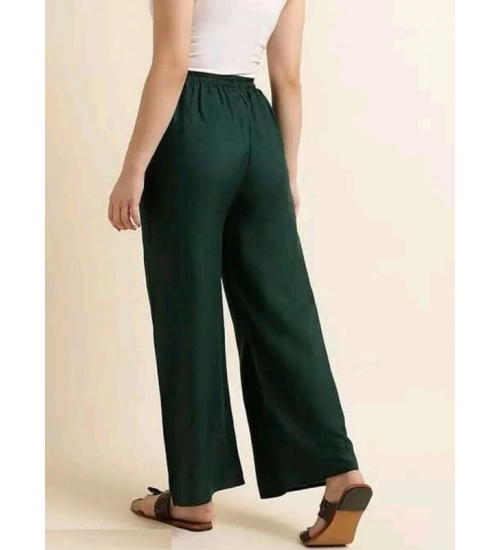 Generic Women's Casual Rayon Solid Ankle Length Palazzo (Green, Free Size)