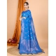 Generic Women's Soft Silk Jacquard Saree With Unstitched Blouse 5.5Mtr (Blue)
