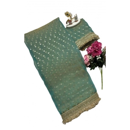 Generic Women's Silk Embellished Saree With Unstitched Blouse 5.5Mtr (Green) Generic Women's Silk Embellished Saree With Unstitched Blouse 5.5Mtr (Green)