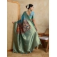 Generic Women's Silk Printed Saree With Unstitched Blouse 5.5Mtr (Blue)