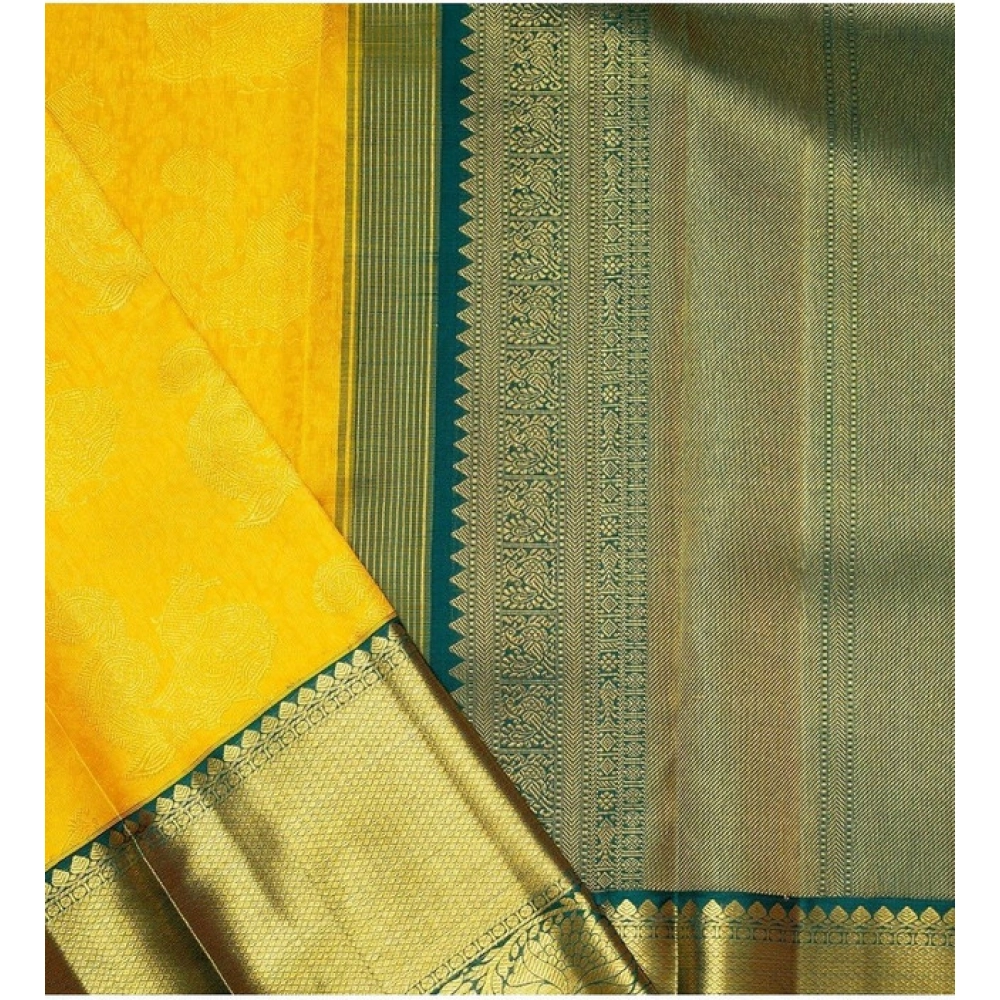 Generic Women's Soft Litchi Silk Jacquard Work Saree With Unstitched Blouse 5.5Mtr (Yellow) Generic Women's Soft Litchi Silk Jacquard Work Saree With Unstitched Blouse 5.5Mtr (Yellow)