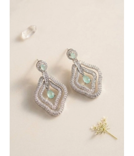 Generic Women's Brass Silver Plated Drop Earrings (Turquoise)