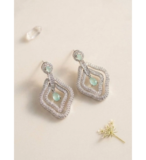 Generic Women's Brass Silver Plated Drop Earrings (Turquoise)