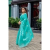 Generic Women's Faux Shimmer Floral Embroidery Ready to wear Saree With Unstitched Blouse 5.5Mtr (Turquoise) Generic Women's Faux Shimmer Floral Embroidery Ready to wear Saree With Unstitched Blouse 5.5Mtr (Turquoise)