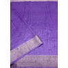 Generic Women's Cotton Blend Checkered Saree With Unstitched Blouse 5.5Mtr (Purple)