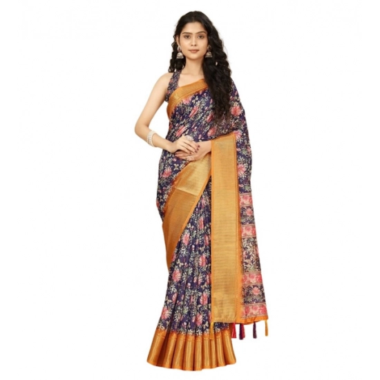Generic Women's Cotton Silk Floral Printed Saree With Unstitched Blouse 5.5Mtr (Purple) Generic Women's Cotton Silk Floral Printed Saree With Unstitched Blouse 5.5Mtr (Purple)