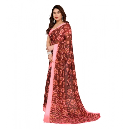 Women's Georgette Printed Saree With Unstitched Blouse 5.5Mtr (Maroon) Women's Georgette Printed Saree With Unstitched Blouse 5.5Mtr (Maroon)