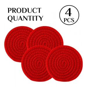 Generic Cotton Pack Of_2 Rope Drink Coasters 4 Pcs Set (Red)