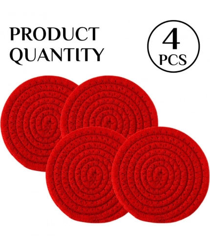 Generic Cotton Pack Of_2 Rope Drink Coasters 4 Pcs Set (Red)