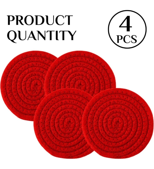Generic Cotton Pack Of_2 Rope Drink Coasters 4 Pcs Set (Red)
