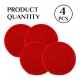 Generic Cotton Pack Of_2 Rope Drink Coasters 4 Pcs Set (Red)