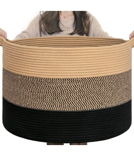 Generic Cotton Pack Of_1 Mix 16x14 Inch Storage Basket For Clothes With Out Lid (Multicolor)