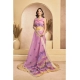 Generic Women's Linen Cotton Printed Ready To Wear Saree With Unstitched Blouse 5.5 Mtr (Lavender)